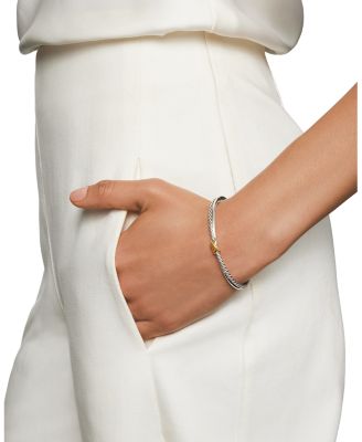 Sterling Silver &amp; 18K Yellow Gold Petite X Cuff Bracelet