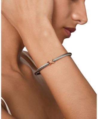Sterling Silver X Station Bracelet with 18K Rose Gold