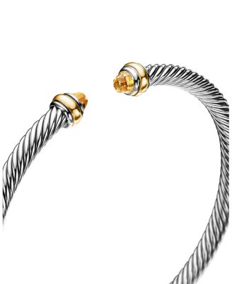 Sterling Silver & 18K Yellow Gold Cable Classic Bracelet with Citrine