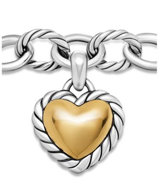 Cable Collectibles&reg; Cookie Classic Heart Bracelet in Sterling Silver with 18K Yellow Gold, 4.5mm