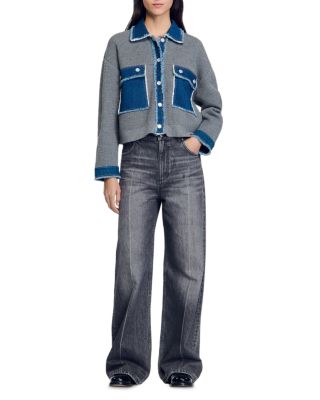 Sandro John Mixed Media Cardigan | Bloomingdale's Women