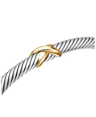 Sterling Silver X Station Bracelet with 18K Yellow Gold and Rose Gold