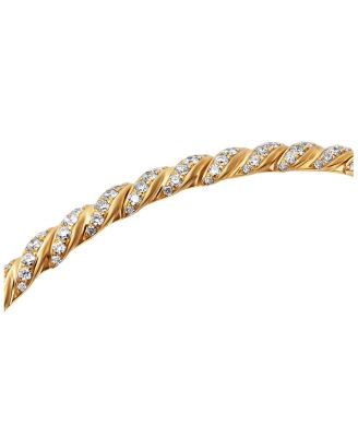 Sculpted Cable Flex Bracelet in 18K Yellow Gold with Diamonds, 3.5mm