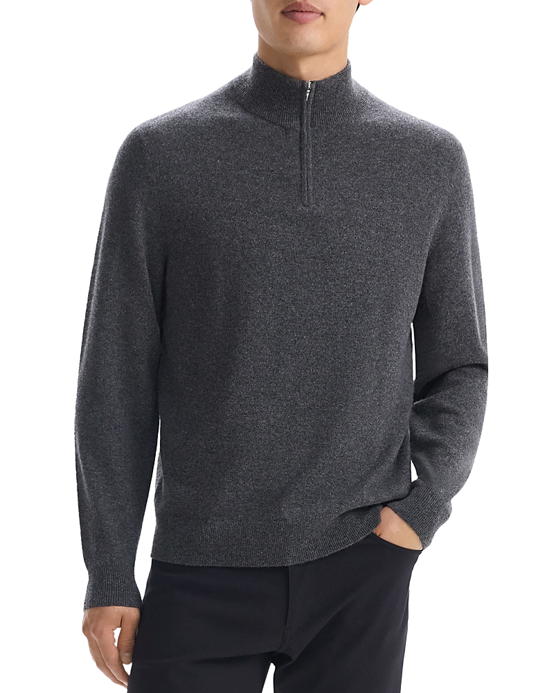 Theory Hilles Quarter Zip Cashmere Sweater In Grey Heather
