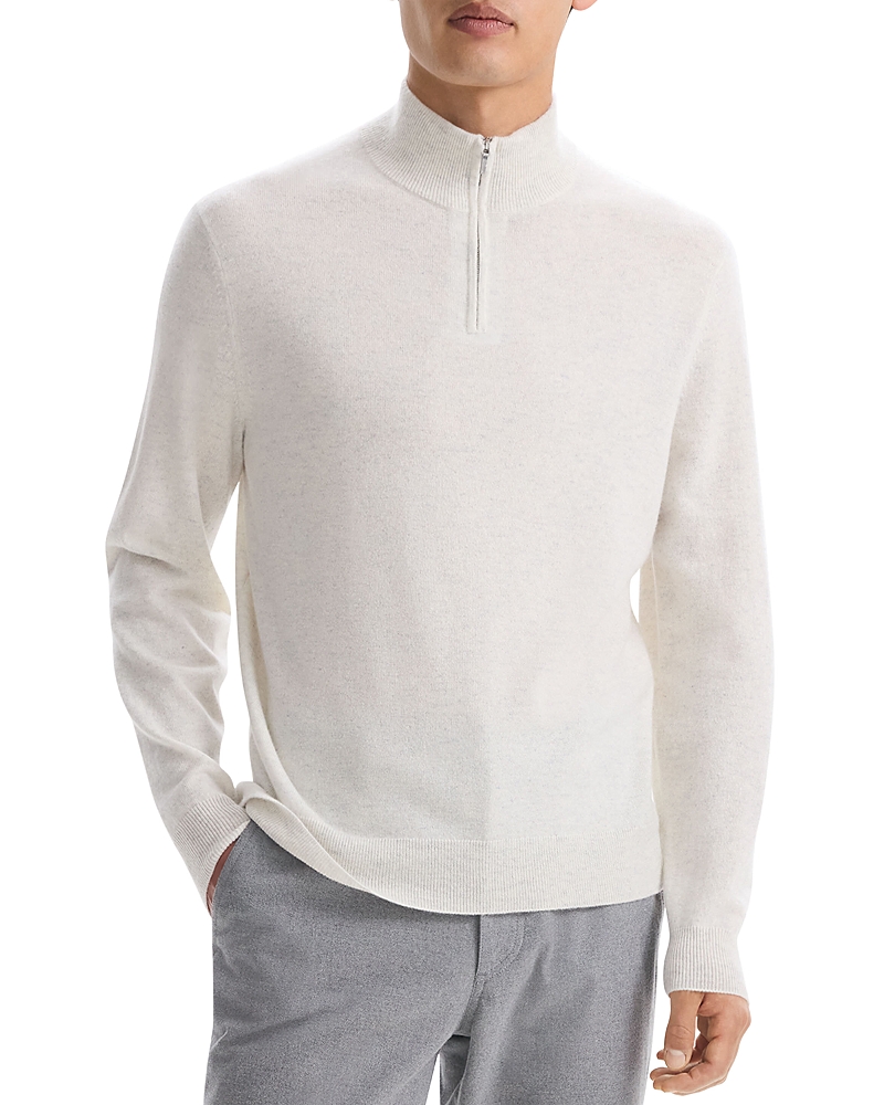 Theory Hilles Quarter Zip Cashmere Sweater In Natural Melange