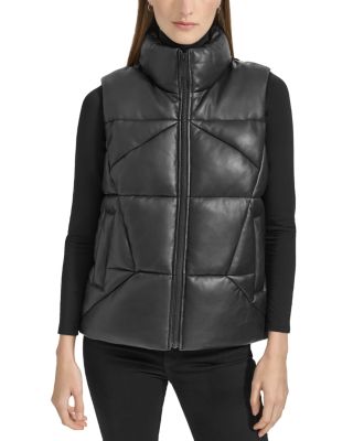 Faux Leather Puffer Vest