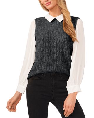 CeCe Layered Look Cable Vest Top