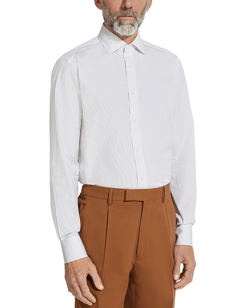 Zegna Centoventimila Striped Button Front Shirt