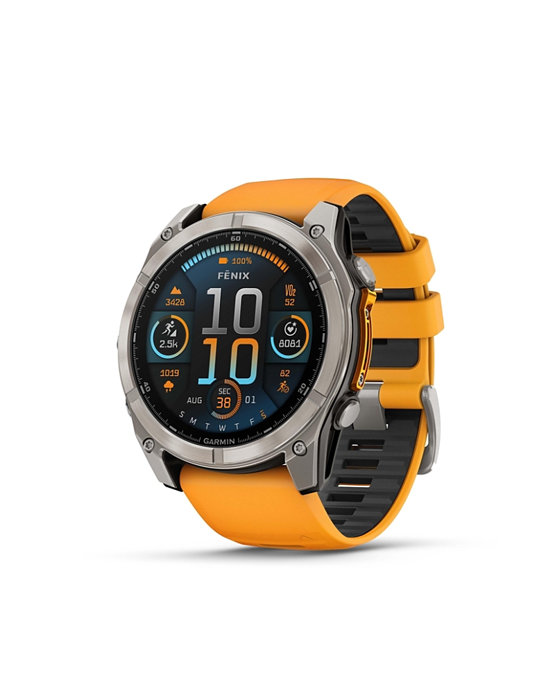 Garmin Fenix 8 51mm, Amoled, Saphire, Bare Graphite Titanium, Spark Orange/graphite Band Watch In Orange