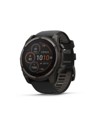 Fenix 8 51mm, Saphire Solar, Carbon Gray Titanium Black, Black/Pebble Gray Band Watch