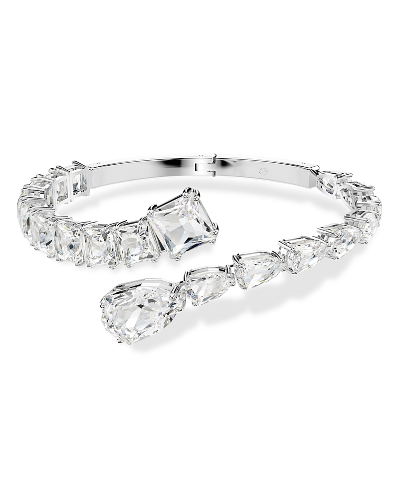 Swarovski Matrix Crystal Hinged Bangle In Silver