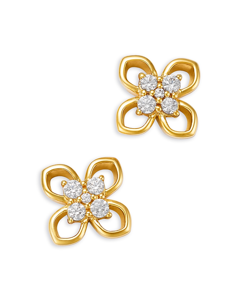 Bloomingdale's Fine Collection Diamond Clover Stud Earrings In 14k Yellow Gold, 0.33 Ct. T. W. In Gold