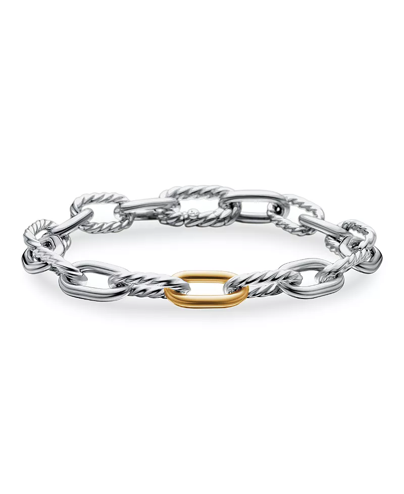 Dy Madison Chain Bracelet in Sterling Silver with 18K Yellow Gold, 8.5mm