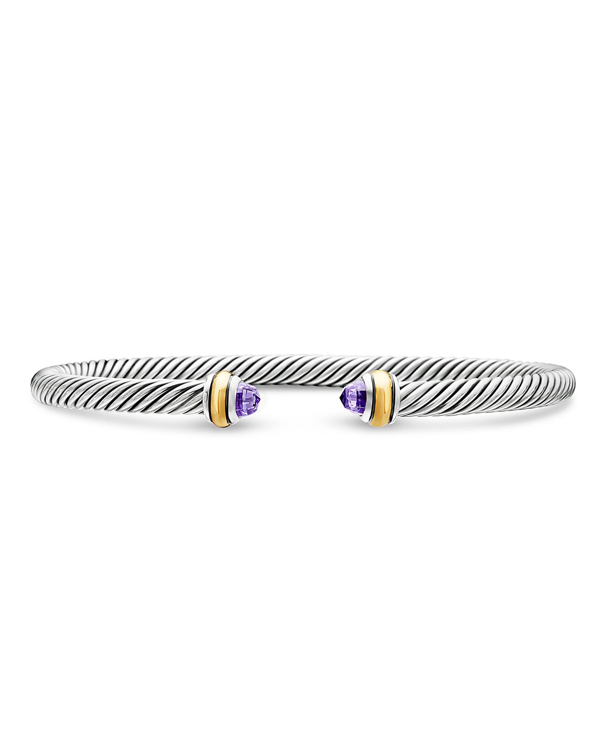 David Yurman Sterling Silver & 18K Yellow Gold Cable Cuff Bracelet with