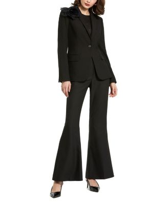 Classic Crepe Blazer Jacket With Flower