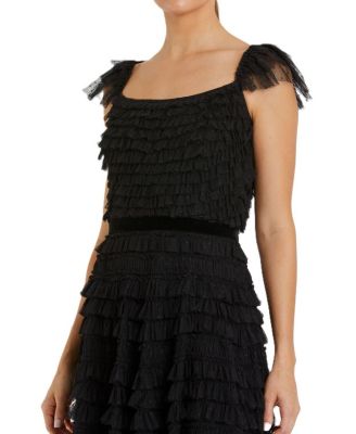 Ruffle Cap Sleeve Tiered Midi Dress