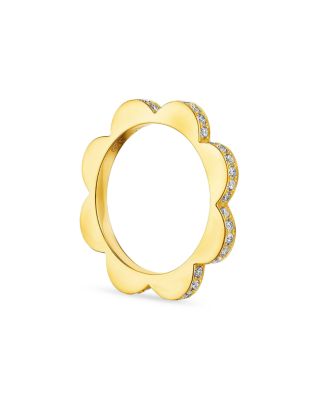 CADAR - 18K Yellow Gold Triplet Wide Stacking Ring with Diamonds, 0.4 tcw