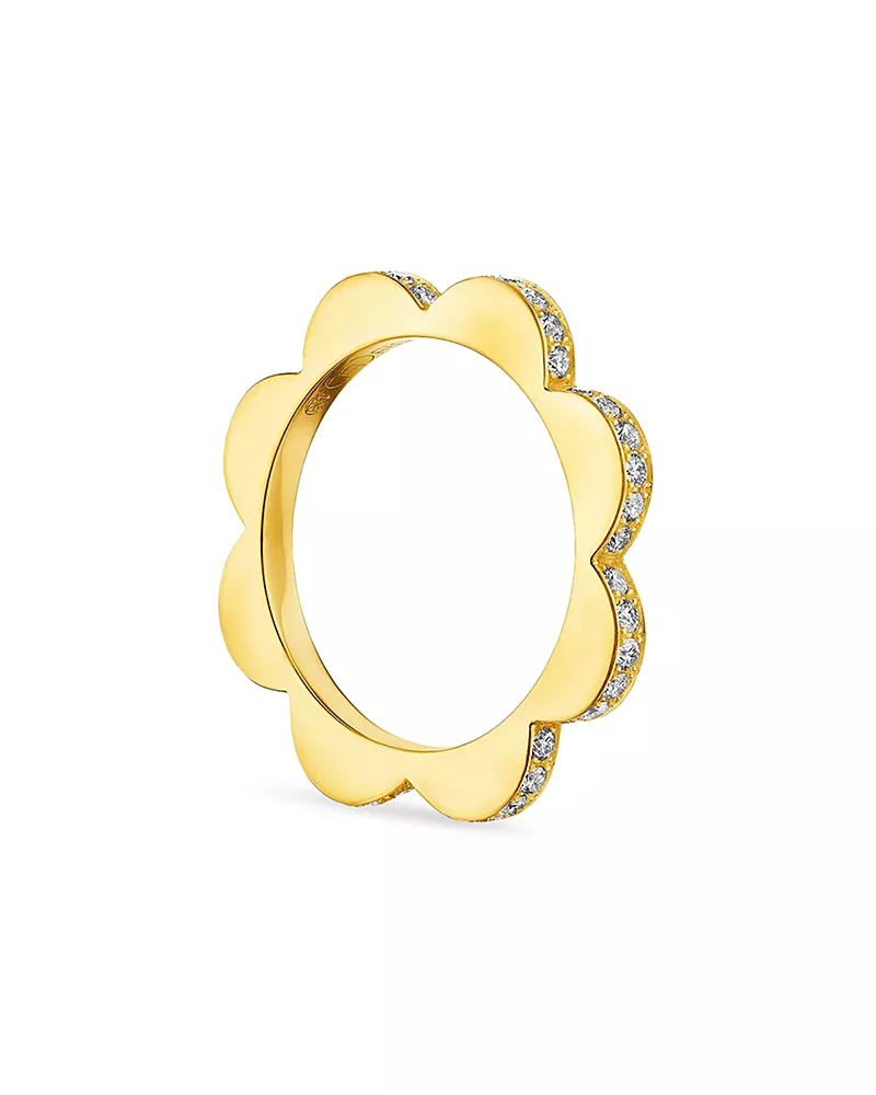 Cadar 18K Yellow Gold Triplet Wide Stacking Ring with Diamonds, 0.4 tcw