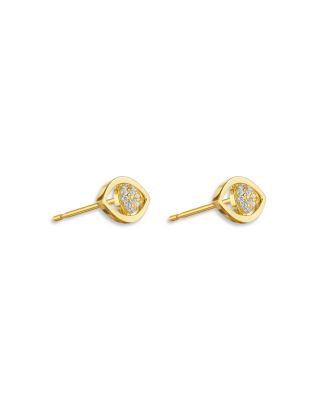 18K Yellow Gold Reflections Stud Earrings with Diamonds, 0.19 tcw