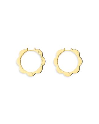 18K Yellow Gold Bloom Diamond Outline Flower Hoop Earrings