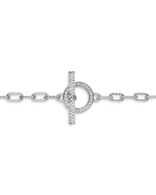DY Madison&reg; Pav&eacute; Diamond Toggle Chain Necklace in Sterling Silver, 3mm