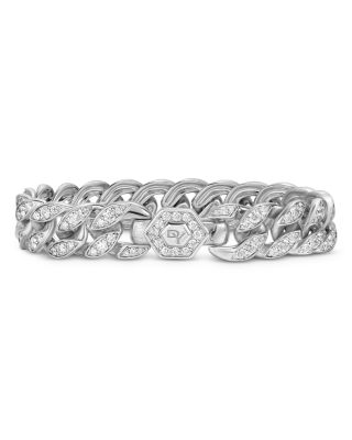 Curb Chain Bracelet in Sterling Silver with Diamonds