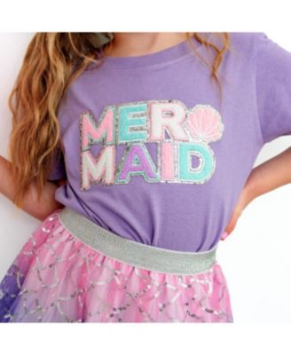 Girls' Mermaid Patch Short Sleeve T-Shirt - Baby, Little Kid, Big Kid