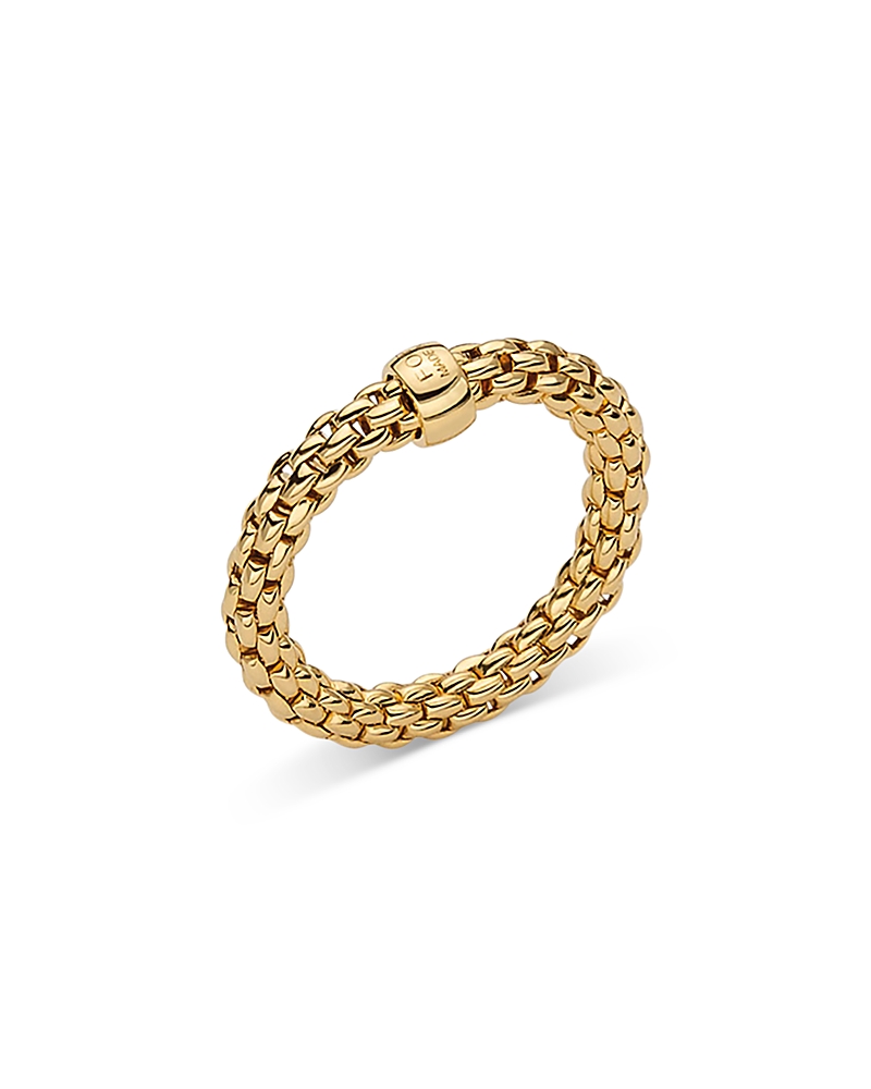 Fope 18k Yellow Gold Prima Rondelle Woven Link Flex Ring In Gold