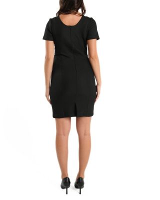 Women&#39;s Short Sleeve Maternity &amp; Nursing Knee Length Dress in Italian Stretch Suiting Fabric