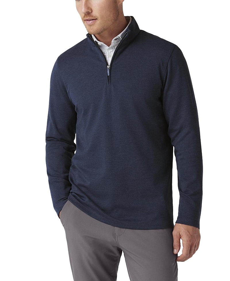Mizzen + Main Mizzen+main Kpi Quarter Zip Heather Sweater In Navy