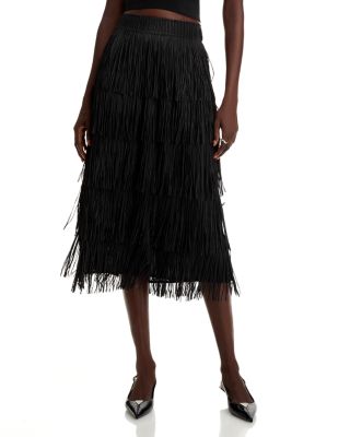 Nancy Yang - Tiered Fringed Skirt