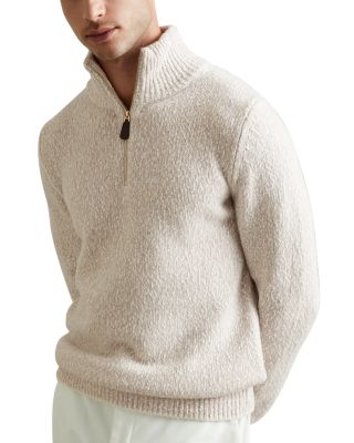 REISS - Contrast Wool Half Zip Sweater
