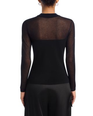 Sheer Knit Mock Neck Top - Exclusive 