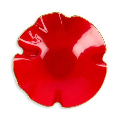 Holiday Glass Medium Ruffled Bowl