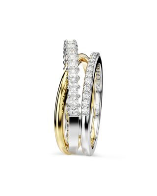 Hyperbola Crystal Triple Band Ring in Gold Tone & Rhodium Plated