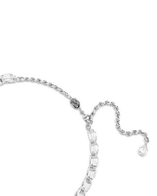 Millenia Octagon Crystal Choker Necklace in Rhodium Plated, 11.75"-13.75"