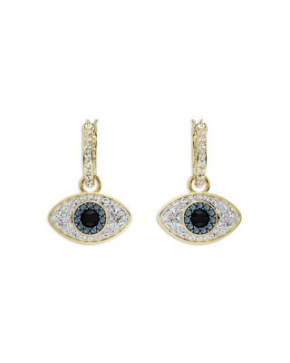 Symbolica Crystal Evil Eye Charm Hoop Earrings in Gold Tone