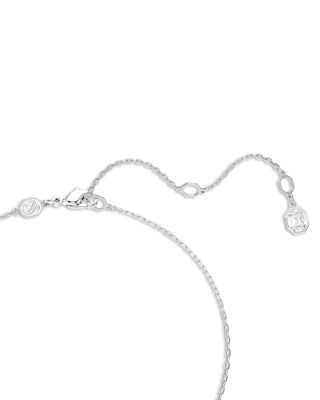 Constella Crystal Circle Pendant Necklace in Rhodium Plated, 14.87"-16.87"
