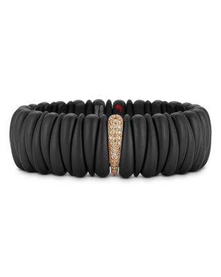 Roberto Demeglio - 18K Rose Gold Demeglio Champagne Diamond & Black Ceramic Statement Stretch Bracelet