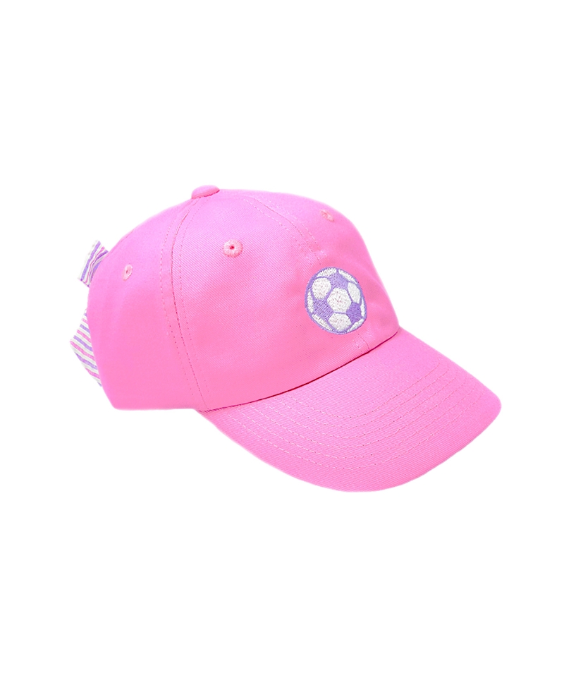 Bits & Bows Girls' Soccer Bow Baseball Hat in Magenta - Little Kid