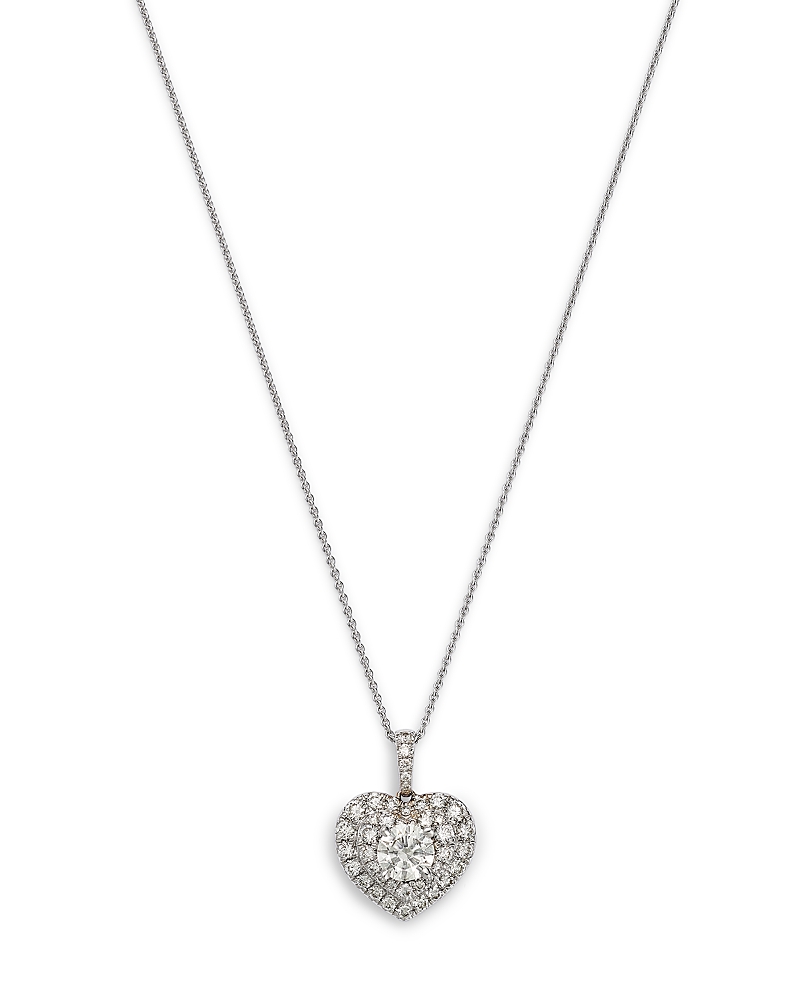 Bloomingdale's Fine Collection Diamond Heart Pendant Necklace In 18k White Gold, 1 Ct. T. W. In White