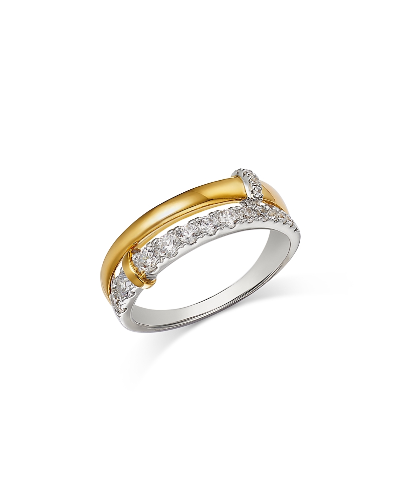BLOOMINGDALE'S FINE COLLECTION DIAMOND DOUBLE ROW RING IN 14K WHITE & YELLOW GOLD, 0.50 CT. T. W.