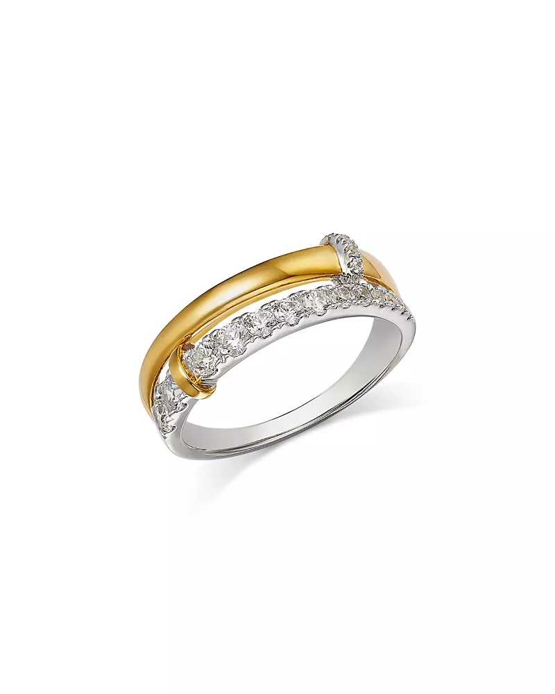 Bloomingdale's Fine Collection Diamond Double Row Ring in 14K White & Yellow Gold, 0.50 tcw