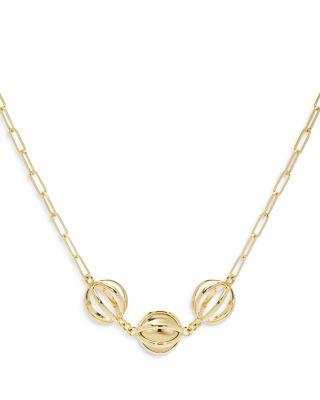 L. Klein - 18K Yellow Gold Prisma Triple Ball & Cage Necklace, 16"