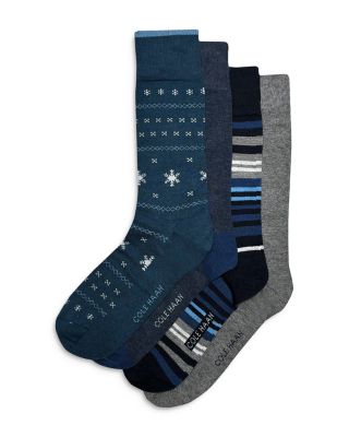 Cole Haan - Snowflake Cotton Blend Crew Socks Gift Box, Pack of 4