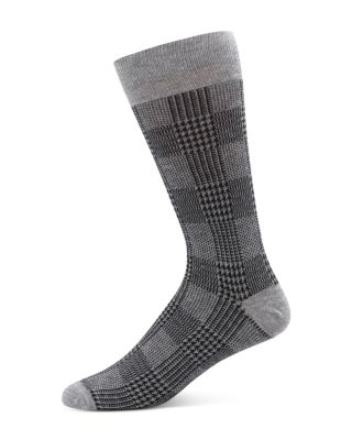 The Men's Store at Bloomingdale's Cotton Blend Houndstooth Plaid Crew Socks - Exclusive