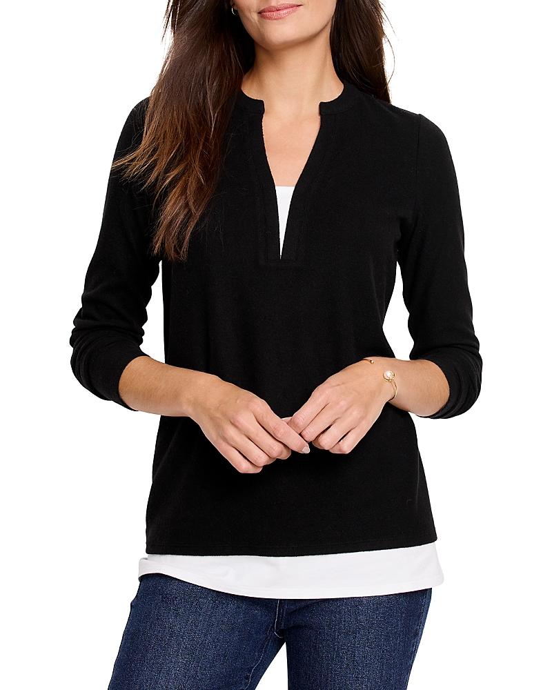 NZT BY NIC+ZOE NZT BY NIC+ZOE COZY MIXED MEDIA LAYERED TOP
