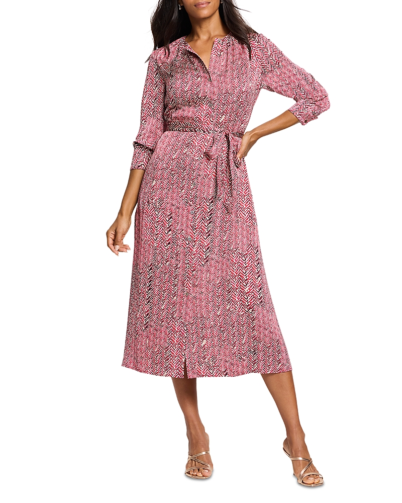 Nic + Zoe Herringbone Stamp Loren Dress In Red Multi In Red Multi
