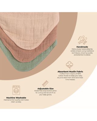 Kaleidoscope Muslin Bib Set, 3 Pack - Ages 0-36 Months