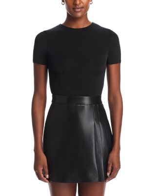 Alice and Olivia Chara Faux Leather Short Sleeve Dress